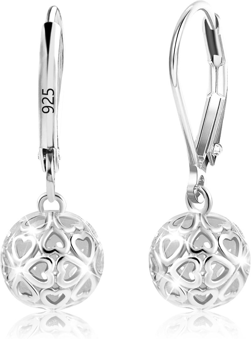 Lancharmed 925 Sterling Silver 14K Gold French Style Leverback Earrings, Heart Dangle Drop Earrings for Women Hypoallergenic Jewelry - Image 1